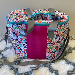 Rainbow leopard cooler bag