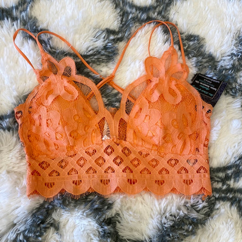 Orange lace bralette