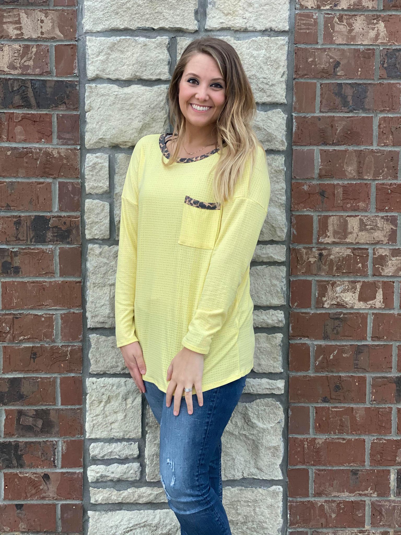 YELLOW LEOPARD ACCENT TOP