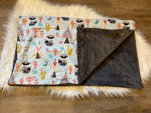 TEEPEE AND CACTUS BABY BLANKET
